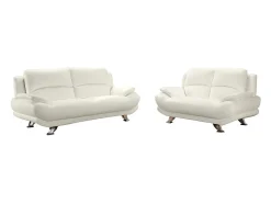 Sofá de 3+2 lugares em pele sintética Branco - MUSKO