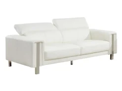 Sofá de 3+2 lugares em pele sintética com encostos de cabeça branco - MAROUA