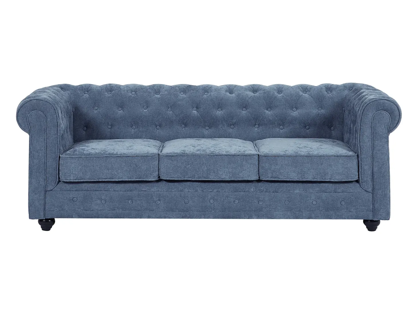 Sofá de 3 lugares em tecido de cor azul CHESTERFIELD
