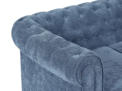 Sofá de 3 lugares em tecido de cor azul CHESTERFIELD