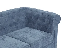 Sofá de 3 lugares em tecido de cor azul CHESTERFIELD