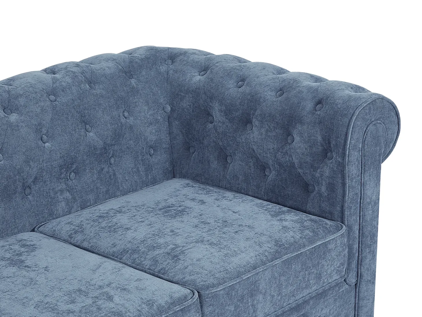 Sofá de 3 lugares em tecido de cor azul CHESTERFIELD