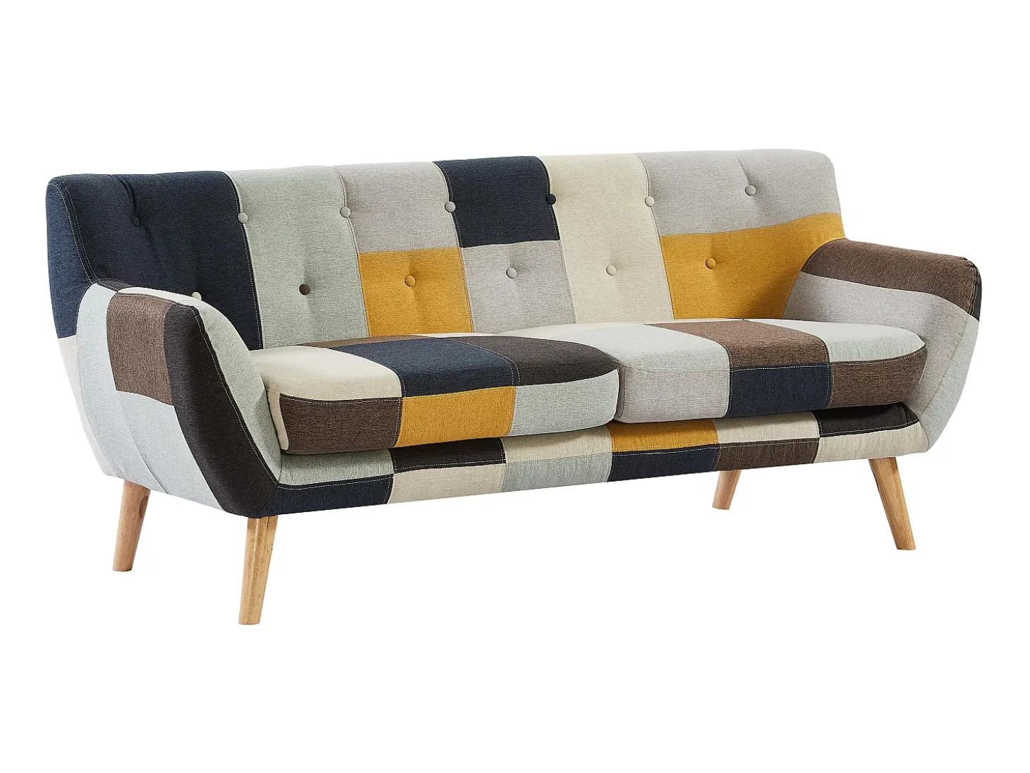 Sofá de 3 lugares em tecido patchwork estilo escandinavo SERTI II