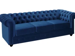 Sofá de 3+2+1 lugares em veludo azul real CHESTERFIELD