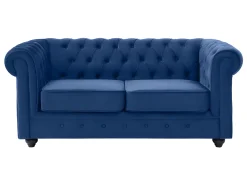 Sofá de 3+2+1 lugares em veludo azul real CHESTERFIELD