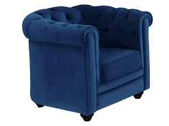 Sofá de 3+2+1 lugares em veludo azul real CHESTERFIELD