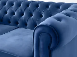 Sofá de 3+2+1 lugares em veludo azul real CHESTERFIELD