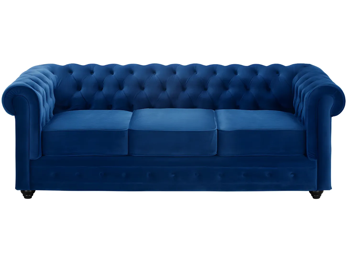 Sofá de 3+2 lugares em veludo azul real CHESTERFIELD