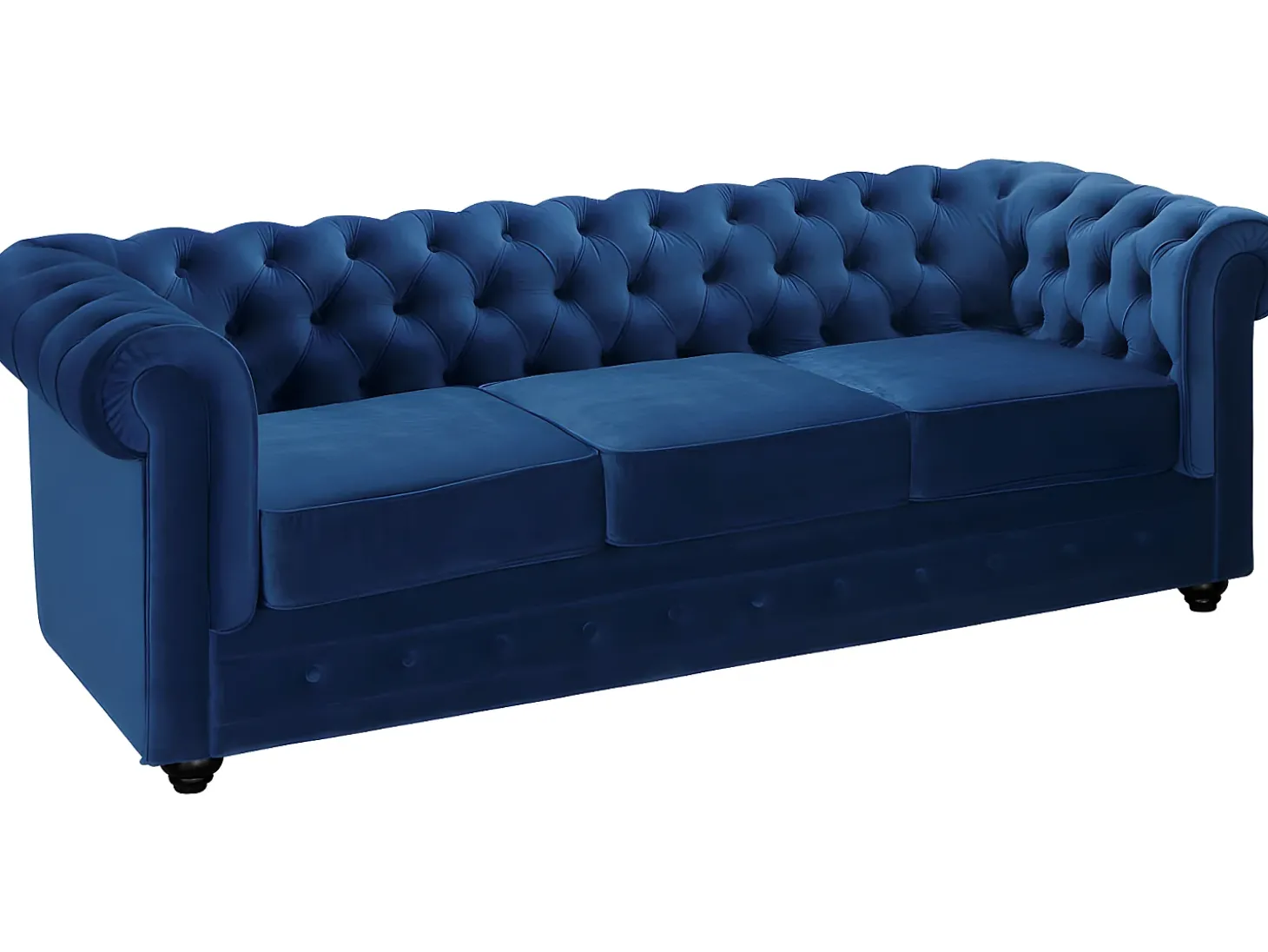 Sofá de 3+2 lugares em veludo azul real CHESTERFIELD