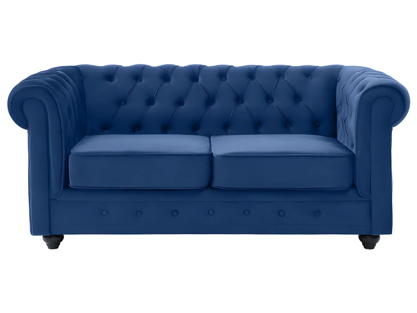 Sofá de 3+2 lugares em veludo azul real CHESTERFIELD