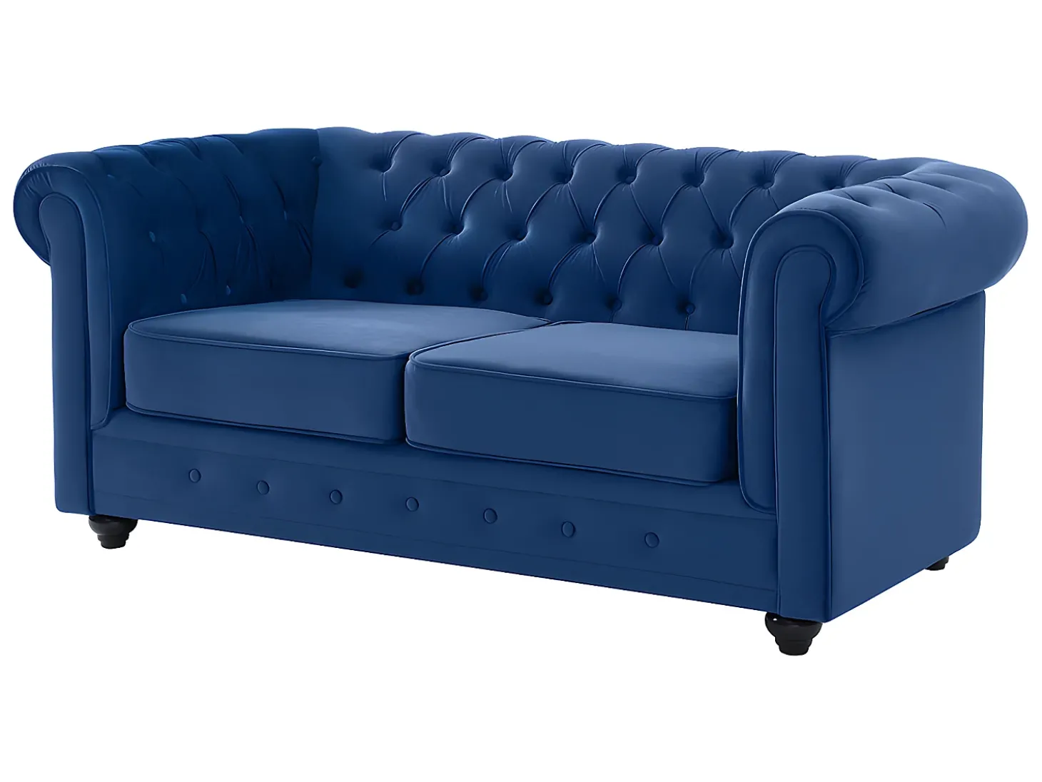 Sofá de 3+2 lugares em veludo azul real CHESTERFIELD