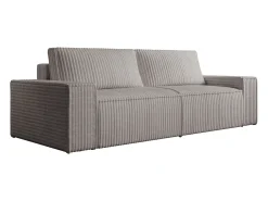 Sofá de 3 lugares em veludo canelado grosso cinza-claro design AMELIA