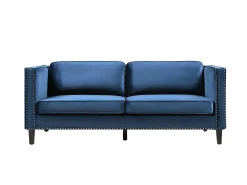 Sofá de 3 lugares em veludo azul ou estilo charme vintage - MASULI