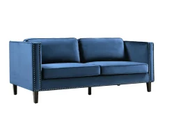 Sofá de 3 lugares em veludo azul ou estilo charme vintage - MASULI