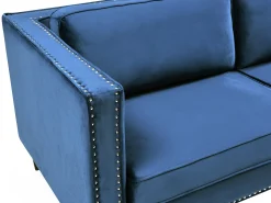 Sofá de 3 lugares em veludo azul ou estilo charme vintage - MASULI