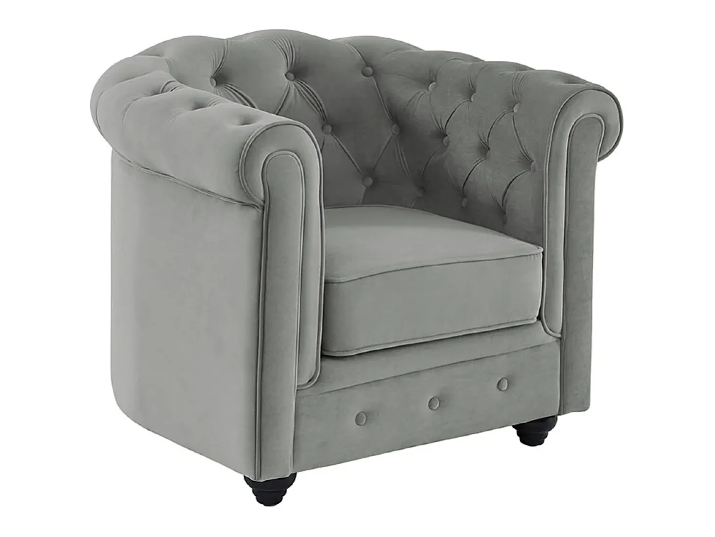Sofá de 3+2+1 lugares em veludo cinza-claro CHESTERFIELD