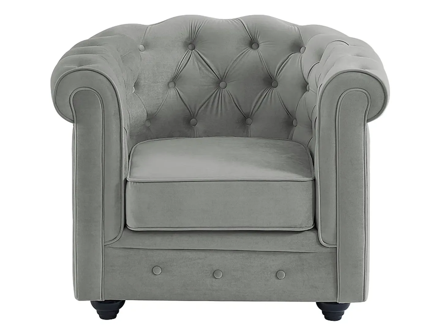 Sofá de 3+2+1 lugares em veludo cinza-claro CHESTERFIELD