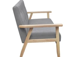 Sofá de 2 lugares para sala de estar sala de TV decoração de interiores tecido cinza claro 02_0020635