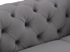 Sofá de 3 lugares, poltrona e pufe chesterfield veludo antracite EDWINA