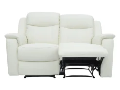 Sofá de 3+2 lugares relax com mesa de bar em pele Branco marfim - EVASION