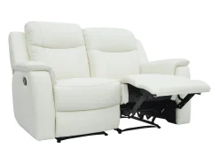 Sofá de 3+2 lugares relax com mesa de bar em pele Branco marfim - EVASION