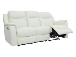 Sofá de 3+2 lugares relax com mesa de bar em pele Branco marfim - EVASION