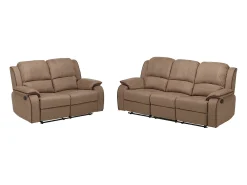 Sofá de 3+2 lugares relax em microfibra Taupe - HERNANI