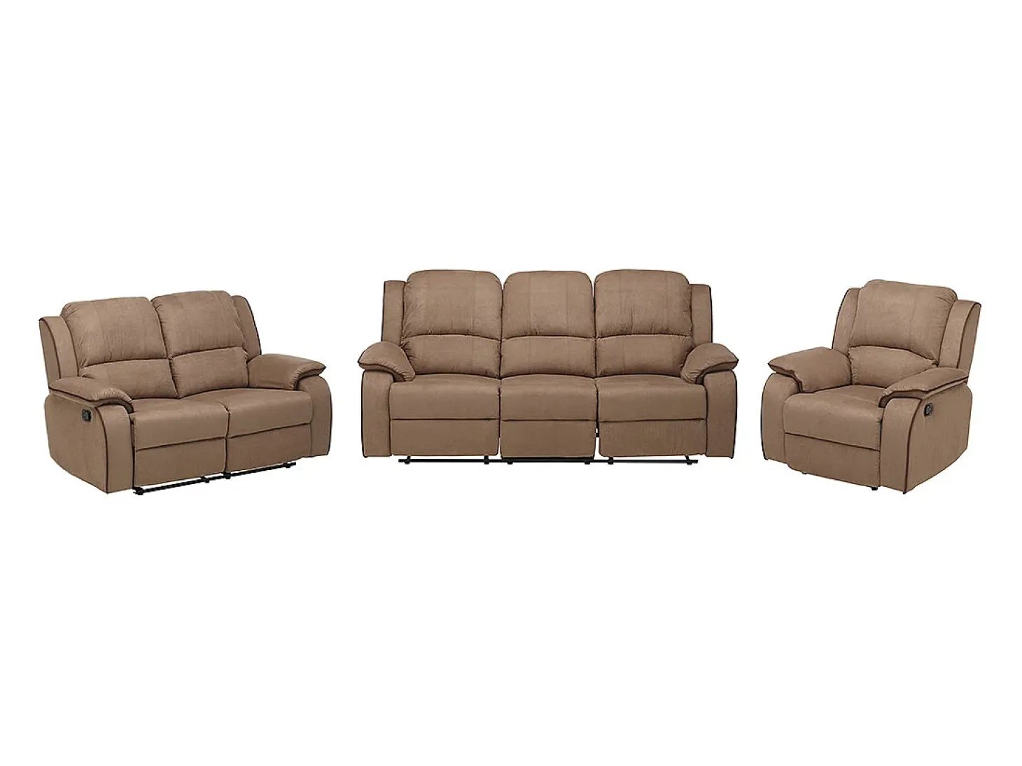 Sofá de 3+2+1 lugares relax em microfibra Taupe - HERNANI