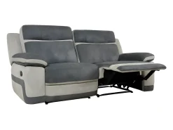Sofá de 3+1 lugares relax manual em microfibras antracite e cinza - TALCA