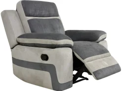 Sofá de 3+1 lugares relax manual em microfibras antracite e cinza - TALCA