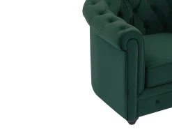 Sofá de 3 lugares, sofá de 2 lugares e poltrona veludo verde CHESTERFIELD