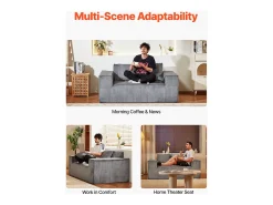 Sofá de 2 Lugares SucceBuy 160cm, Sofá Moderno em Veludo Cotelê com Molas Encapotadas, Almofadas Confortáveis para Sala, Escritório ou Apartamento, Cinza