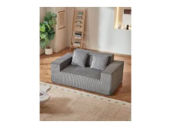 Sofá de 2 Lugares SucceBuy 160cm, Sofá Moderno em Veludo Cotelê com Molas Encapotadas, Almofadas Confortáveis para Sala, Escritório ou Apartamento, Cinza