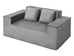 Sofá de 2 Lugares SucceBuy 160cm, Sofá Moderno em Veludo Cotelê com Molas Encapotadas, Almofadas Confortáveis para Sala, Escritório ou Apartamento, Cinza
