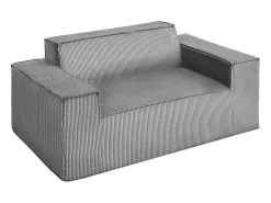 Sofá de 2 Lugares SucceBuy 160cm, Sofá Moderno em Veludo Cotelê com Molas Encapotadas, Almofadas Confortáveis para Sala, Escritório ou Apartamento, Cinza