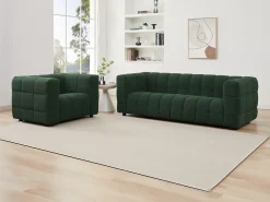 Sofá de 3 lugares tecido bouclé verde LERICI de Pascal Morabito