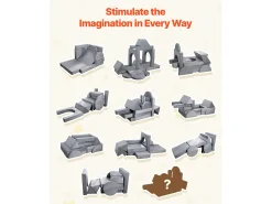 Sofá de Brinquedo Modular SucceBuy para Crianças Componente 14PCs, Sofá Seccional Convertível, com Apoios de Braço, em Esponja 28D e Pelo Curto, Sofá Bebê