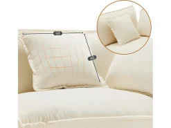 Sofá de canto chenille de 3 lugares - com apoio para os pés modular - Bege