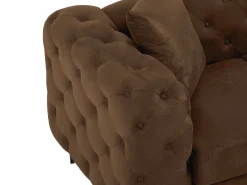 Sofá de canto chesterfield reversível em microfibra com aspecto de couro envelhecido marrom EDWINA