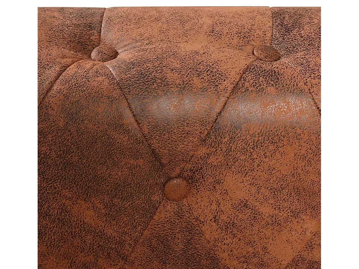 Sofá de canto Chesterfield 6 lugares couro artificial castanho