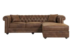 Sofá de canto chesterfield microfibra envelhecida TOLEDO