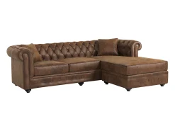 Sofá de canto chesterfield microfibra envelhecida TOLEDO