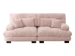 Sofá de canto Cloud, chenille, com 2 almofadas lombares e 2 almofadas decorativas, estrutura em madeira maciça, rosa