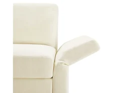 Sofá de canto com pufe - Sofá de 4 lugares com 4 almofadas e braços ajustáveis - tecido chenille bege