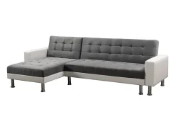 Sofá de canto conversível e reversível "Theo" - 258 x 82/147 x 82 cm - 4 lugares - Branco / Cinza