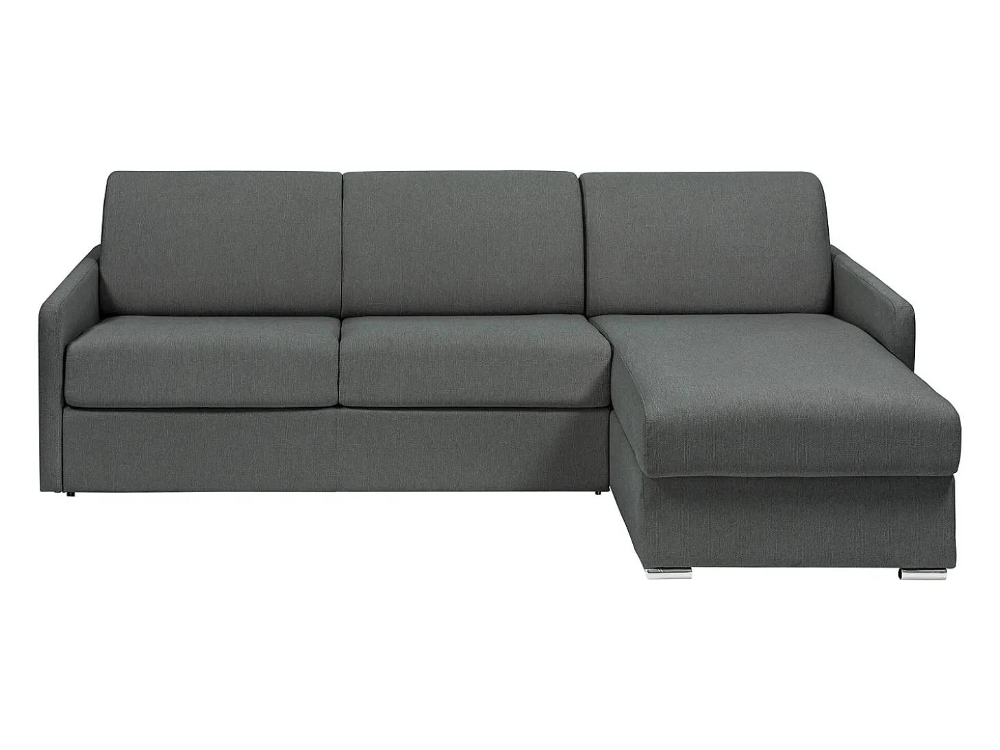 Sofá de canto convertível abertura rápida tecido cinza, cama 140 cm e colchão 22 cm CALIFE