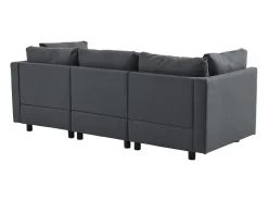 Sofá de canto de 3-4 lugares, mobiliário estofado em forma de L, tecido de linho, 220x83x81cm, cinzento