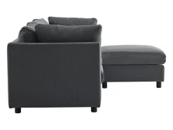 Sofá de canto de 3-4 lugares, mobiliário estofado em forma de L, tecido de linho, 220x83x81cm, cinzento