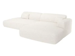 Sofá de canto direito aberto em tecido bouclé branco POGNI de Maison Céphy