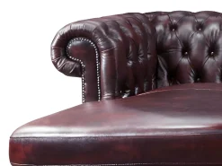 Sofá de canto direito chesterfield 100% pele cereja BRENTON